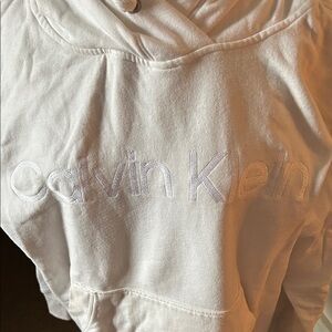 Calvin Klein Cream Hoodie with Embroidered Logo